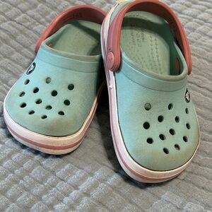 Toddler Aqua and Pink Crocs